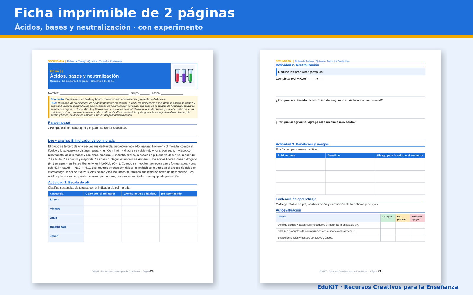 Fichas de Trabajo de Química para Secundaria 3.er Grado | 12 Fichas, 12 Experimentos y los 12 Contenidos 3 Fichas de Trabajo de Química para Secundaria 3.er Grado | 12 Fichas, 12 Experimentos y los 12 Contenidos - Imagen 3