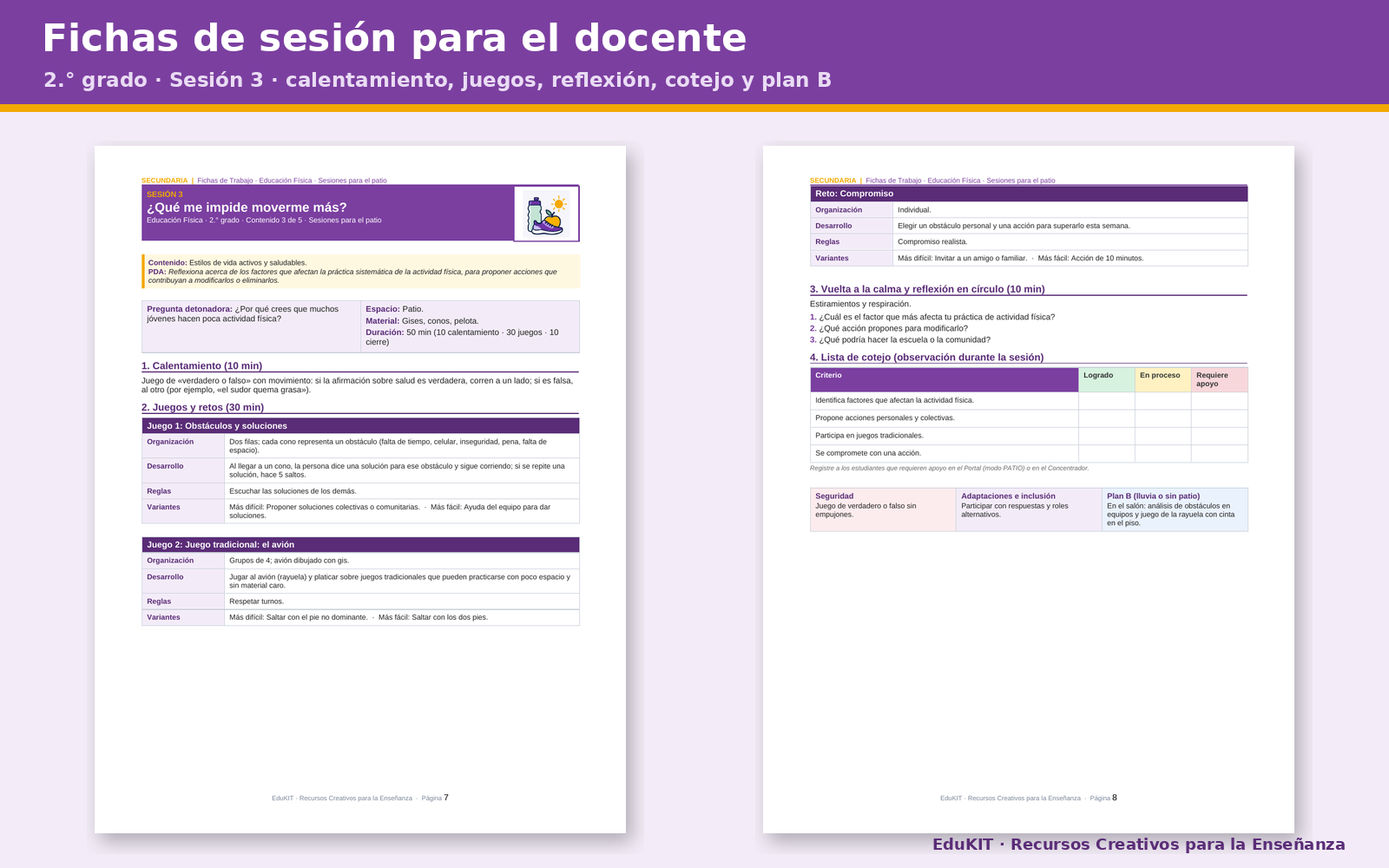 EduKIT Fichas de Trabajo de Educación Física para Secundaria 1.°, 2.° y 3.° | 15 Sesiones, 45 Juegos y Evaluación en el Patio 3 EduKIT Fichas de Trabajo de Educación Física para Secundaria 1.°, 2.° y 3.° | 15 Sesiones, 45 Juegos y Evaluación en el Patio - Imagen 3