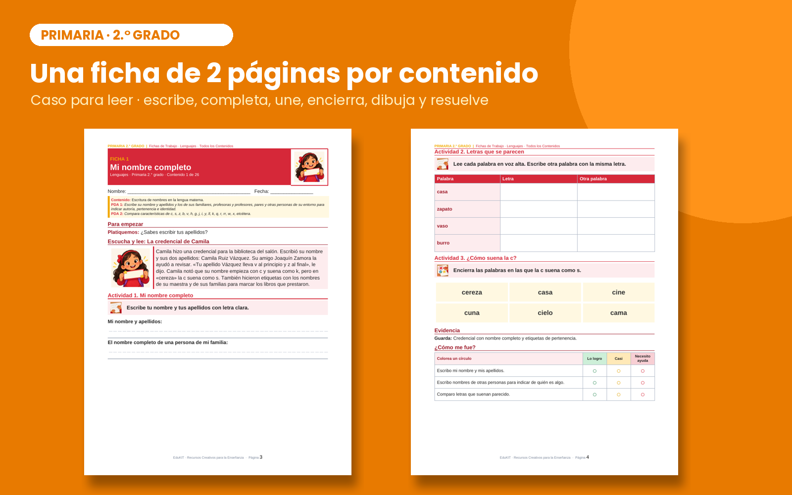 Fichas de Trabajo para Primaria 2.° Grado | 80 Fichas de los 4 Campos Formativos y Todos los Contenidos 3 Fichas de Trabajo para Primaria 2.° Grado | 80 Fichas de los 4 Campos Formativos y Todos los Contenidos - Imagen 3