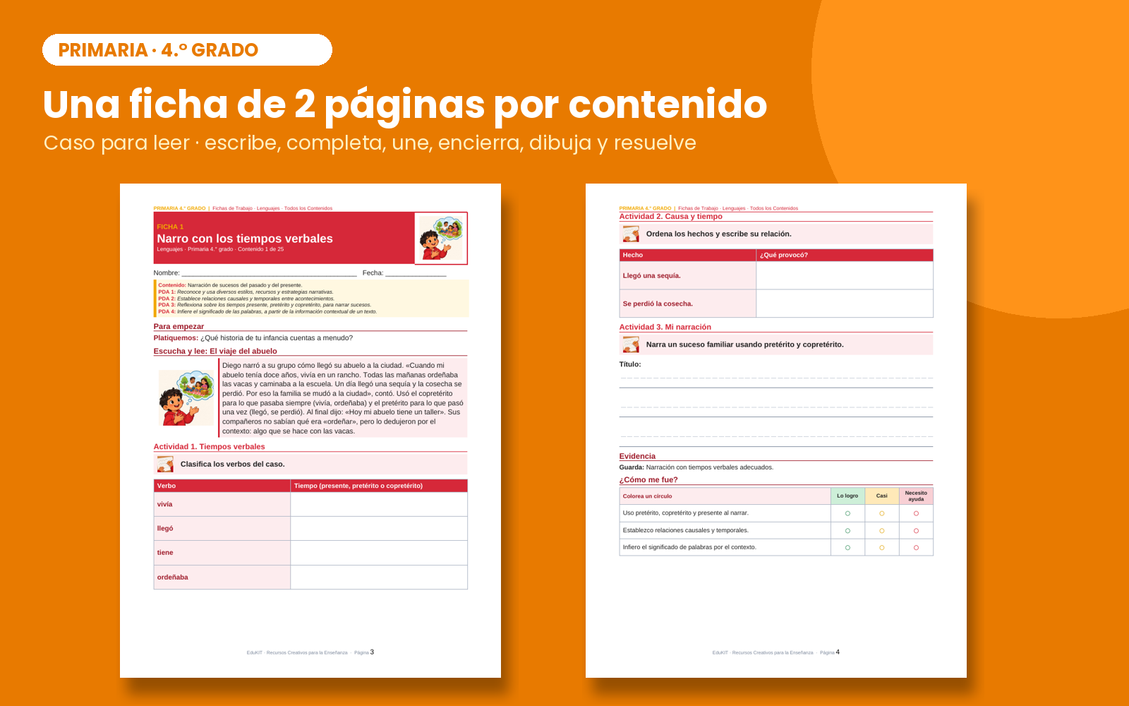 Fichas de Trabajo para Primaria 4.° Grado | 81 Fichas, 80 Contenidos y 225 PDA 3 Fichas de Trabajo para Primaria 4.° Grado | 81 Fichas, 80 Contenidos y 225 PDA - Imagen 3