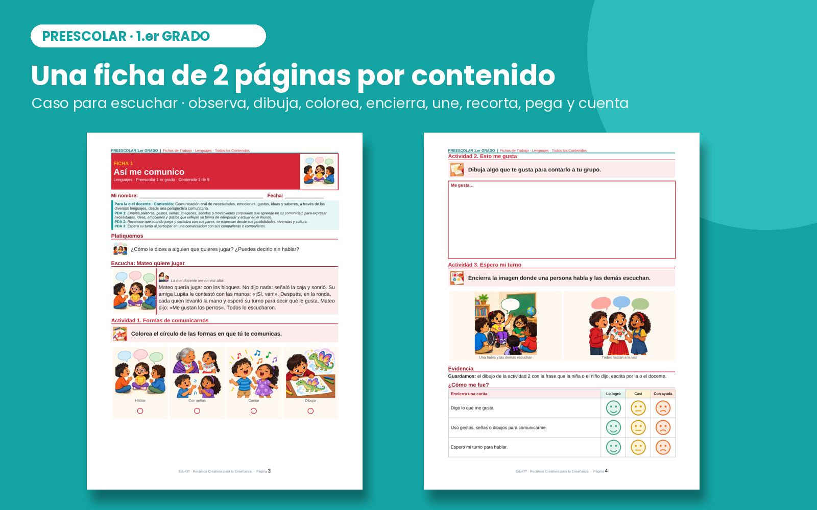 Fichas de Trabajo Preescolar 1° | 36 Fichas Imprimibles, 108 Actividades y Portal Proyectable · Todos los Contenidos NEM 3 Fichas de Trabajo Preescolar 1° | 36 Fichas Imprimibles, 108 Actividades y Portal Proyectable · Todos los Contenidos NEM - Imagen 3
