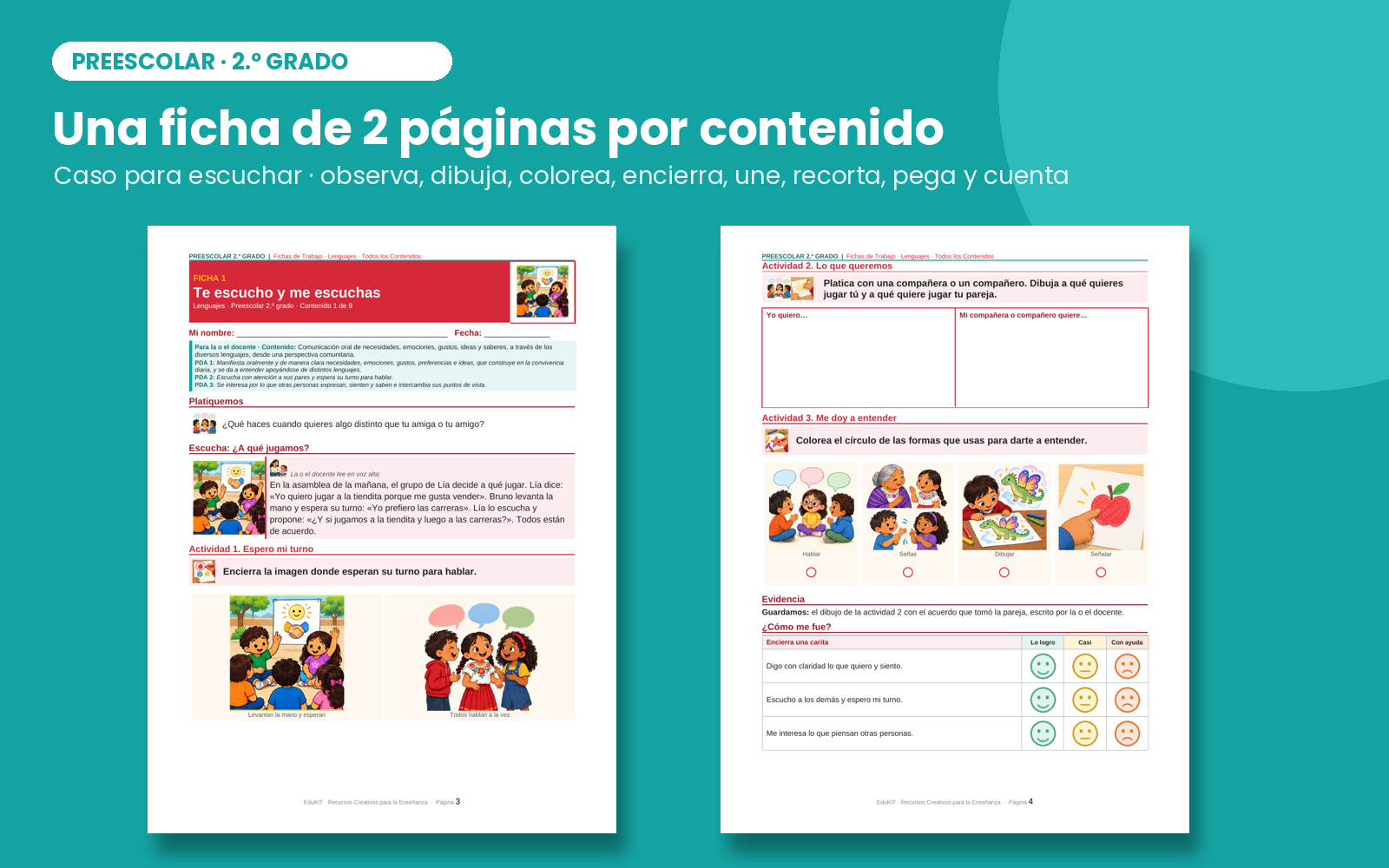 Fichas de Trabajo Preescolar 2° | 40 Fichas Imprimibles, 120 Actividades y Portal Proyectable · Todos los Contenidos NEM 3 Fichas de Trabajo Preescolar 2° | 40 Fichas Imprimibles, 120 Actividades y Portal Proyectable · Todos los Contenidos NEM - Imagen 3
