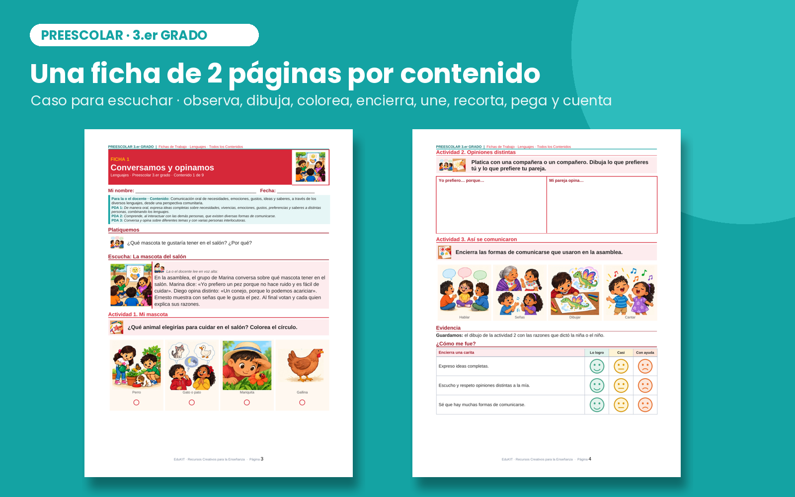 Fichas de Trabajo Preescolar 3° | 41 Fichas Imprimibles, 123 Actividades y Portal Proyectable · Todos los Contenidos NEM 3 Fichas de Trabajo Preescolar 3° | 41 Fichas Imprimibles, 123 Actividades y Portal Proyectable · Todos los Contenidos NEM - Imagen 3