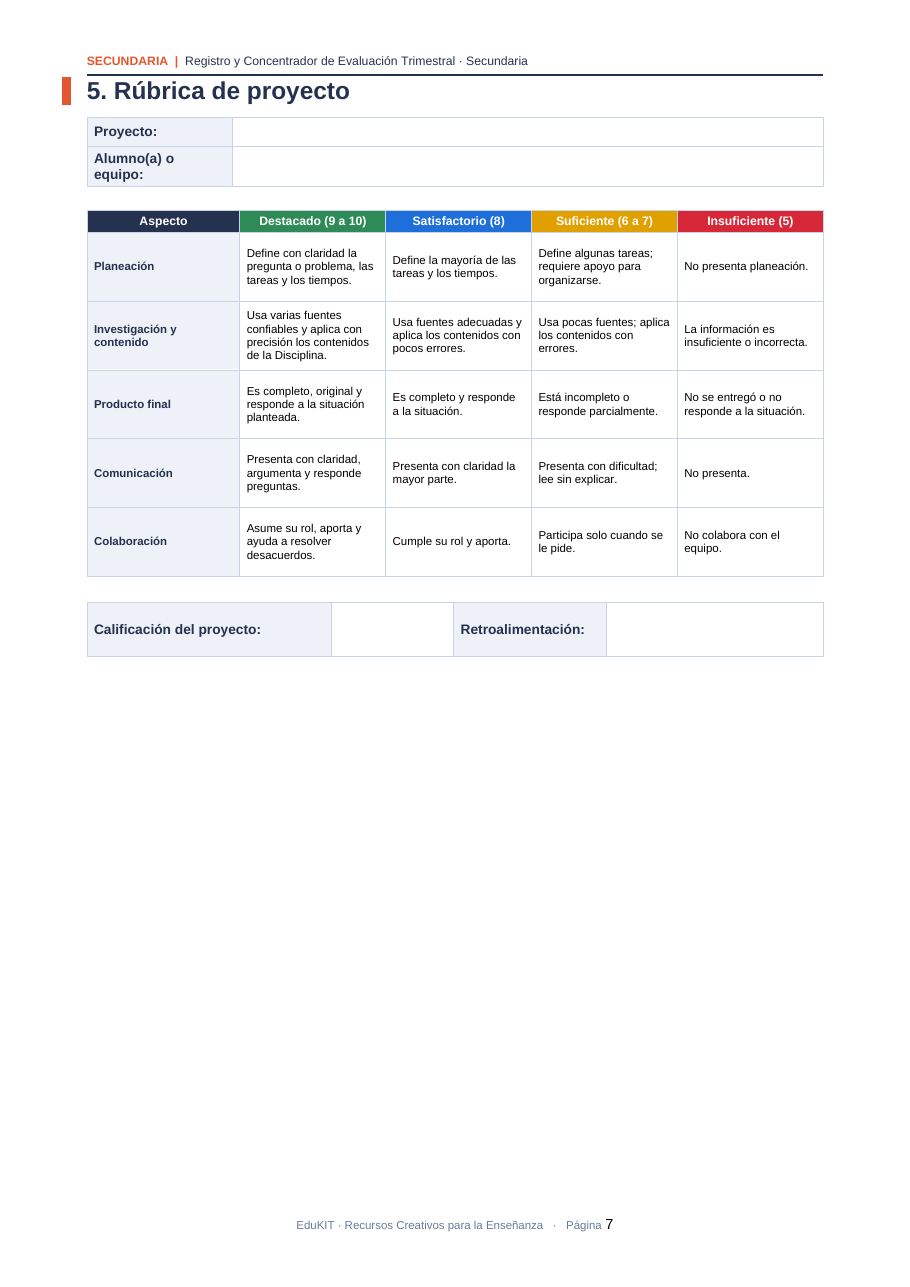 EduKIT Evaluación Trimestral Secundaria | Fase 6 NEM 3 EduKIT Evaluación Trimestral Secundaria | Fase 6 NEM - Imagen 3