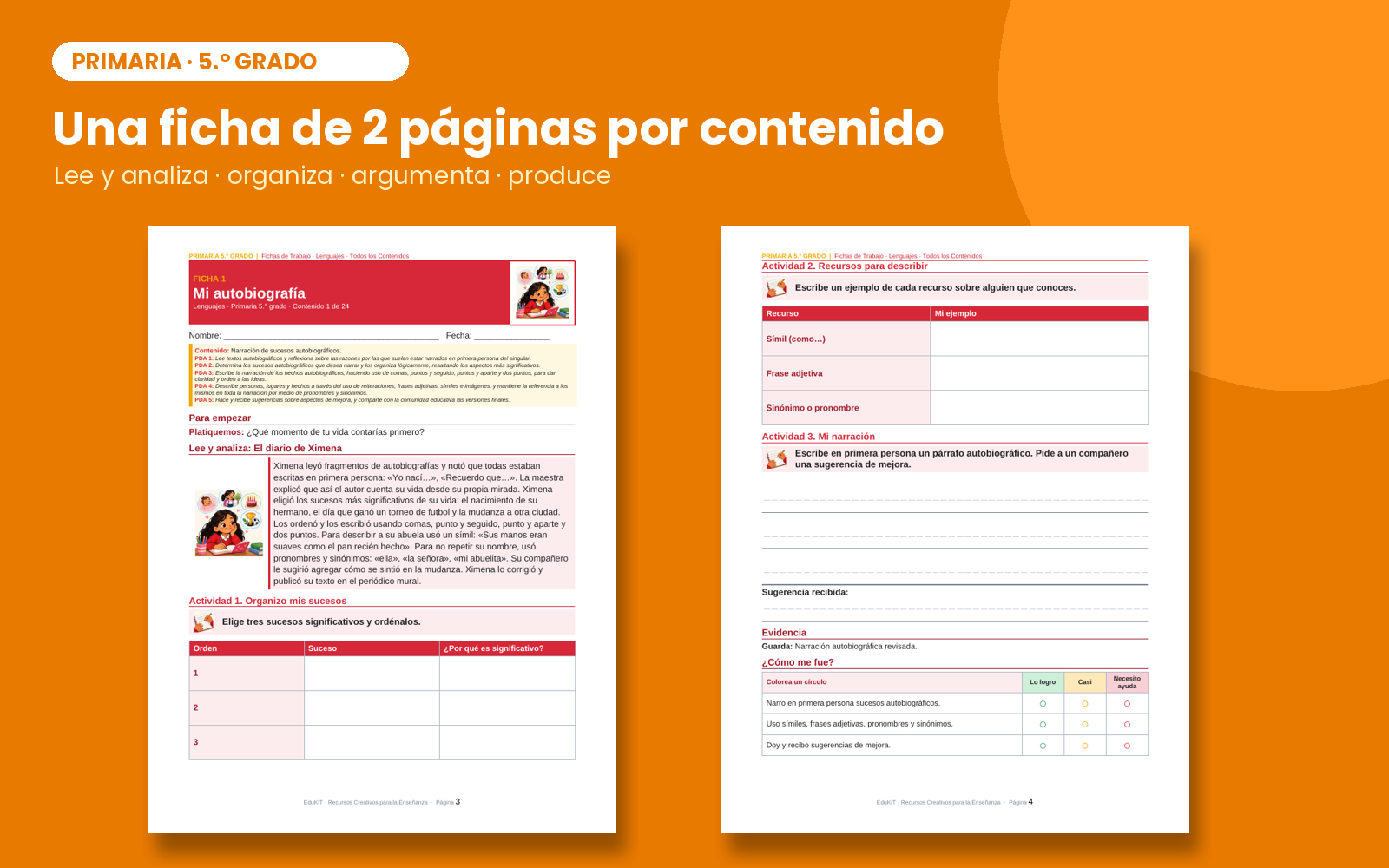 Fichas de Trabajo para Primaria 5.° Grado | 88 Fichas, 84 Contenidos y 253 PDA 3 Fichas de Trabajo para Primaria 5.° Grado | 88 Fichas, 84 Contenidos y 253 PDA - Imagen 3