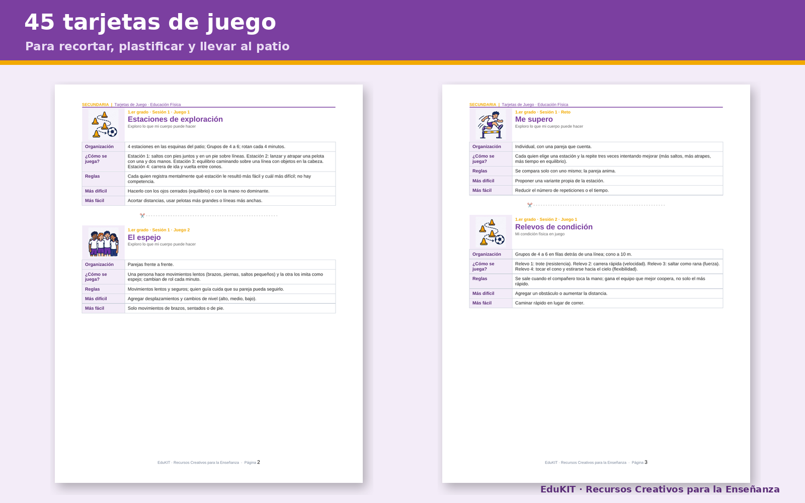 EduKIT Fichas de Trabajo de Educación Física para Secundaria 1.°, 2.° y 3.° | 15 Sesiones, 45 Juegos y Evaluación en el Patio 4 EduKIT Fichas de Trabajo de Educación Física para Secundaria 1.°, 2.° y 3.° | 15 Sesiones, 45 Juegos y Evaluación en el Patio - Imagen 4