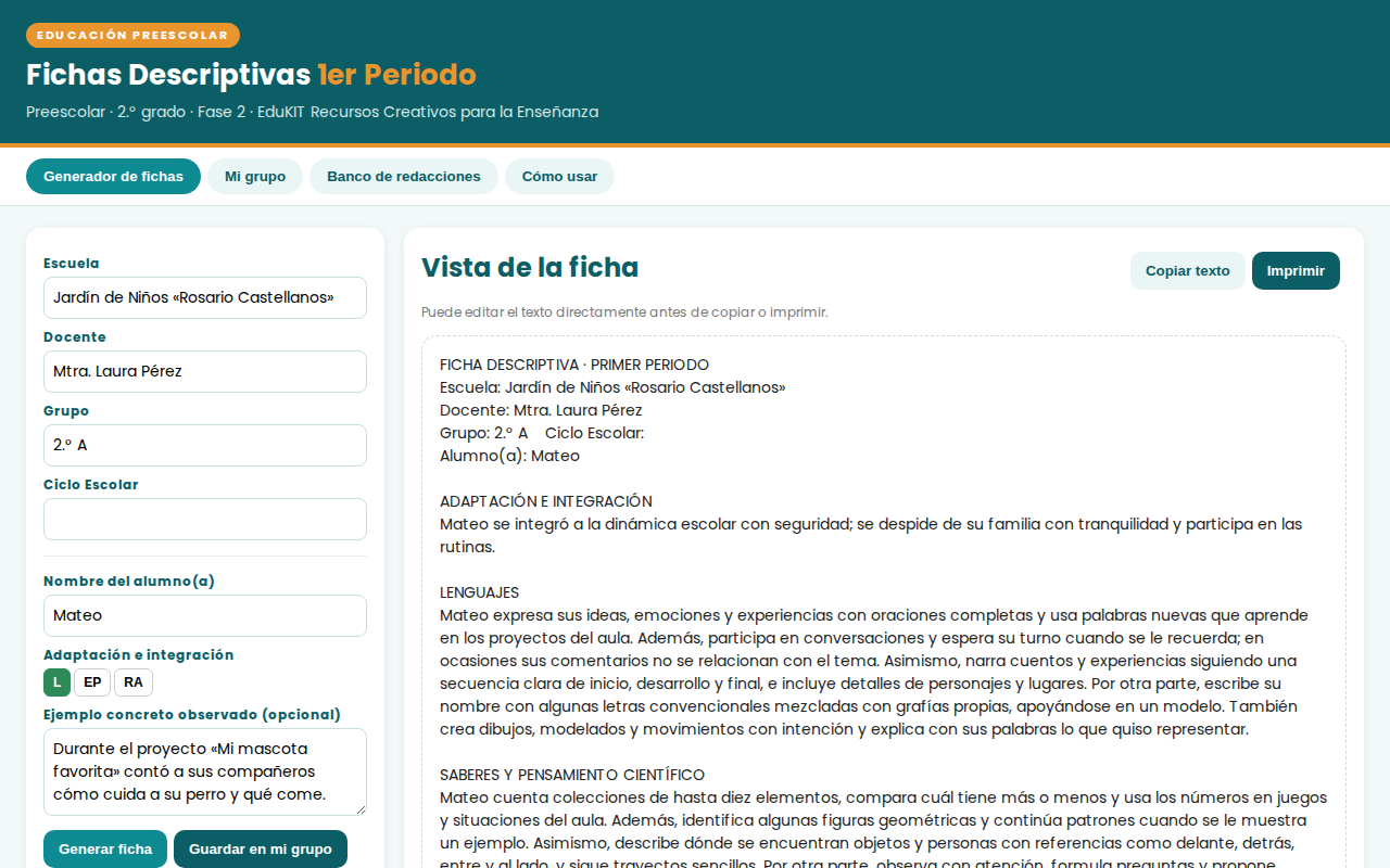 EduKIT Fichas Descriptivas 1er Periodo Preescolar 2° | Evaluación Formativa 5 EduKIT Fichas Descriptivas 1er Periodo Preescolar 2° | Evaluación Formativa - Imagen 5