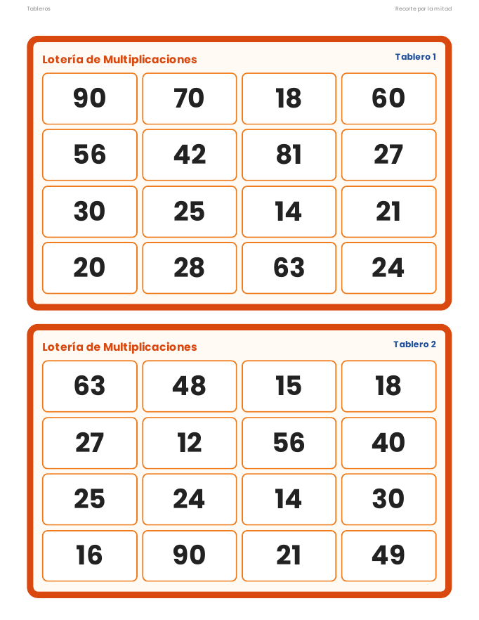 EduKIT Lotería de Multiplicaciones para Primaria | 32 Cartas, 20 Tableros y Cantor Digital 5 EduKIT Lotería de Multiplicaciones para Primaria | 32 Cartas, 20 Tableros y Cantor Digital - Imagen 5