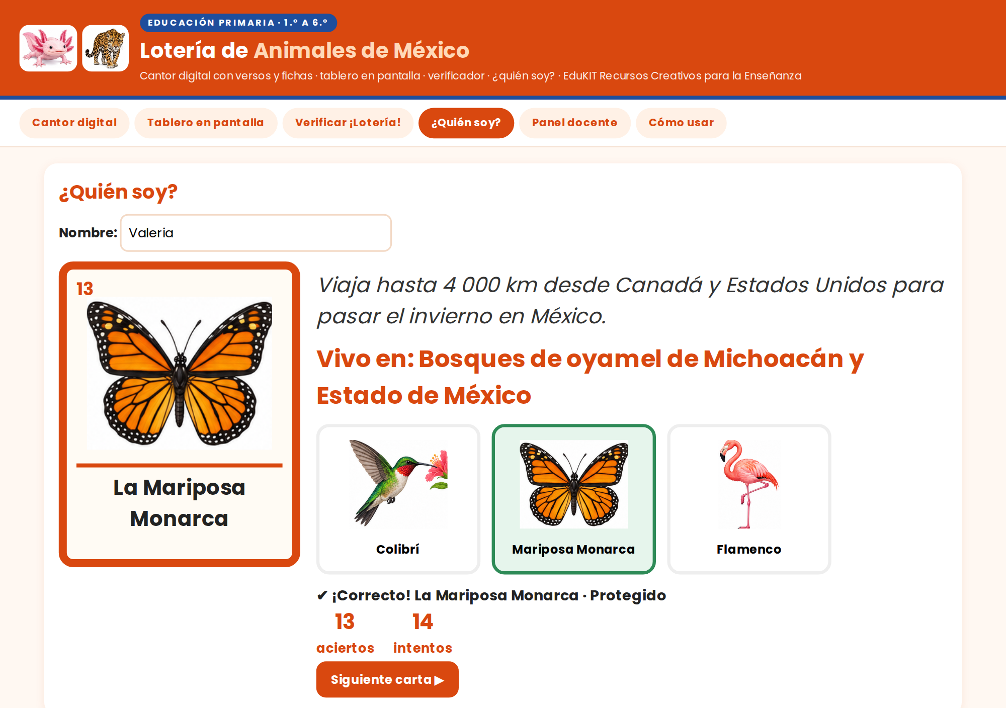 EduKIT Lotería de Animales de México para Primaria | 32 Animales, 20 Tableros y Portal Interactivo 5 EduKIT Lotería de Animales de México para Primaria | 32 Animales, 20 Tableros y Portal Interactivo - Imagen 5