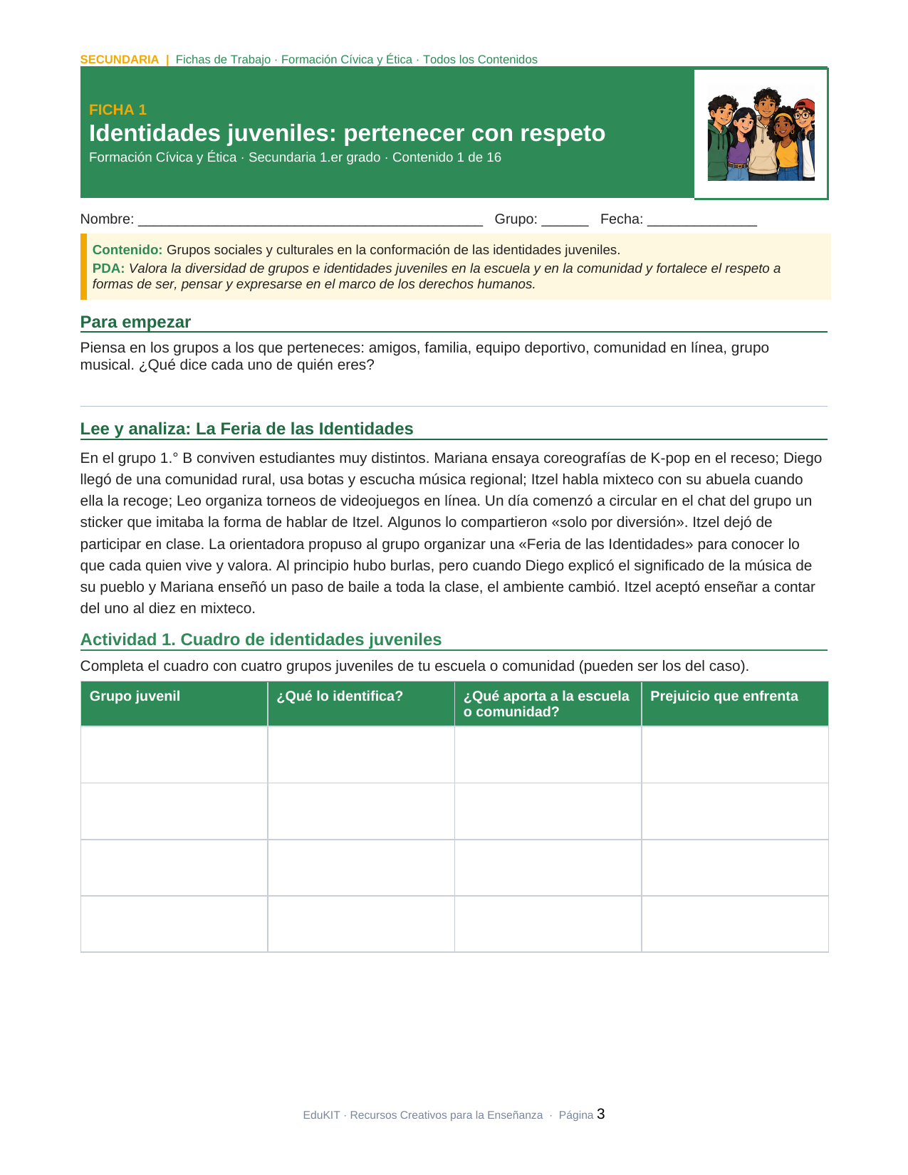 Fichas de Trabajo de Formación Cívica y Ética para Secundaria 1.°, 2.° y 3.° | 48 Fichas Proyectables e Imprimibles 5 Fichas de Trabajo de Formación Cívica y Ética para Secundaria 1.°, 2.° y 3.° | 48 Fichas Proyectables e Imprimibles - Imagen 5