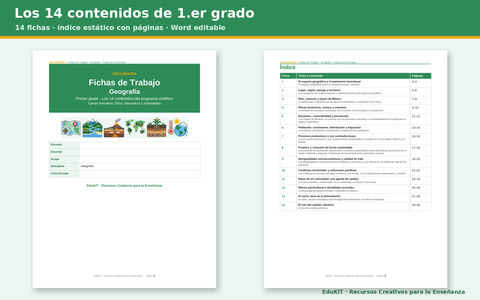 Fichas de Trabajo de Geografía para Secundaria 1.er Grado | 14 Fichas, Rúbricas y Todos los Contenidos 5 Fichas de Trabajo de Geografía para Secundaria 1.er Grado | 14 Fichas, Rúbricas y Todos los Contenidos - Imagen 5