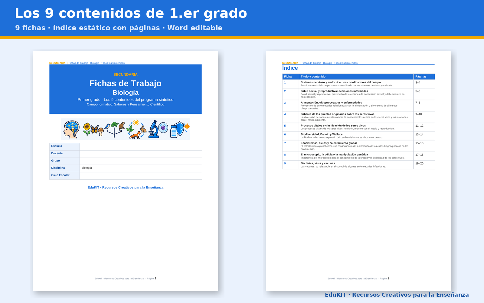 EduKIT Fichas de Trabajo de Biología para Secundaria 1.er Grado | 9 Fichas, Rúbricas y los 9 Contenidos 5 EduKIT Fichas de Trabajo de Biología para Secundaria 1.er Grado | 9 Fichas, Rúbricas y los 9 Contenidos - Imagen 5