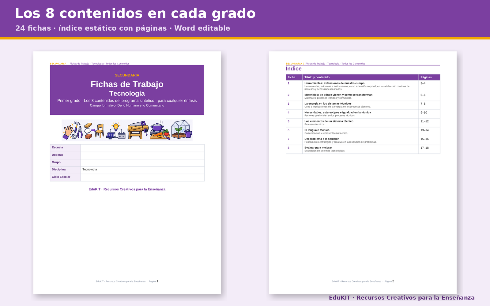 EduKIT Fichas de Trabajo de Tecnología para Secundaria 1.°, 2.° y 3.° | 24 Fichas, Rúbricas y los 8 Contenidos 5 EduKIT Fichas de Trabajo de Tecnología para Secundaria 1.°, 2.° y 3.° | 24 Fichas, Rúbricas y los 8 Contenidos - Imagen 5