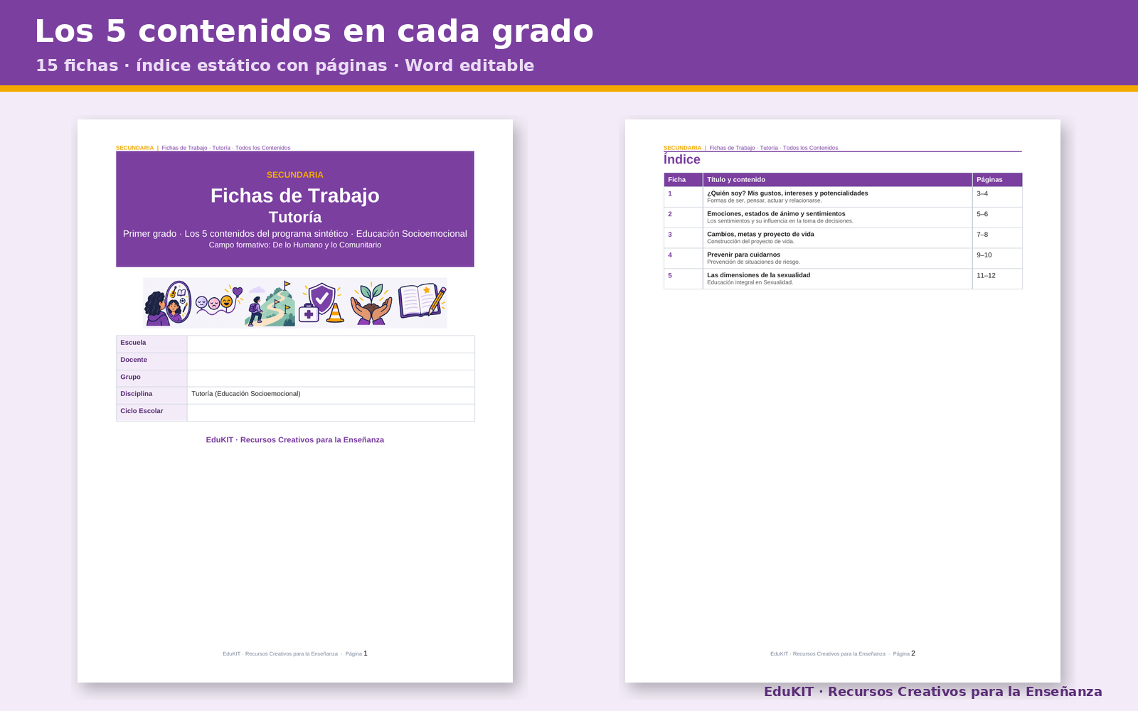 Fichas de Trabajo de Tutoría y Educación Socioemocional para Secundaria 1.°, 2.° y 3.° | 15 Fichas y los 5 Contenidos 5 Fichas de Trabajo de Tutoría y Educación Socioemocional para Secundaria 1.°, 2.° y 3.° | 15 Fichas y los 5 Contenidos - Imagen 5