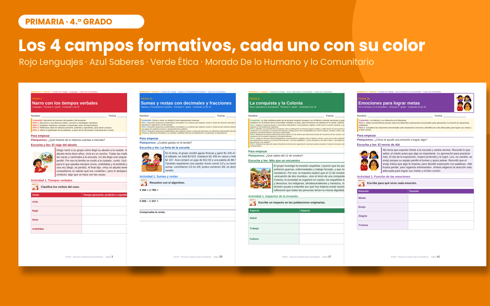 Fichas de Trabajo para Primaria 4.° Grado | 81 Fichas, 80 Contenidos y 225 PDA 5 Fichas de Trabajo para Primaria 4.° Grado | 81 Fichas, 80 Contenidos y 225 PDA - Imagen 5