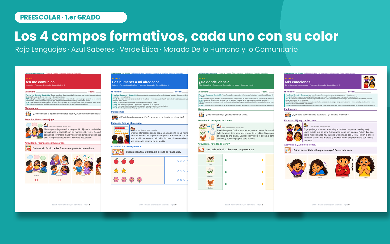 Fichas de Trabajo Preescolar 1° | 36 Fichas Imprimibles, 108 Actividades y Portal Proyectable · Todos los Contenidos NEM 5 Fichas de Trabajo Preescolar 1° | 36 Fichas Imprimibles, 108 Actividades y Portal Proyectable · Todos los Contenidos NEM - Imagen 5