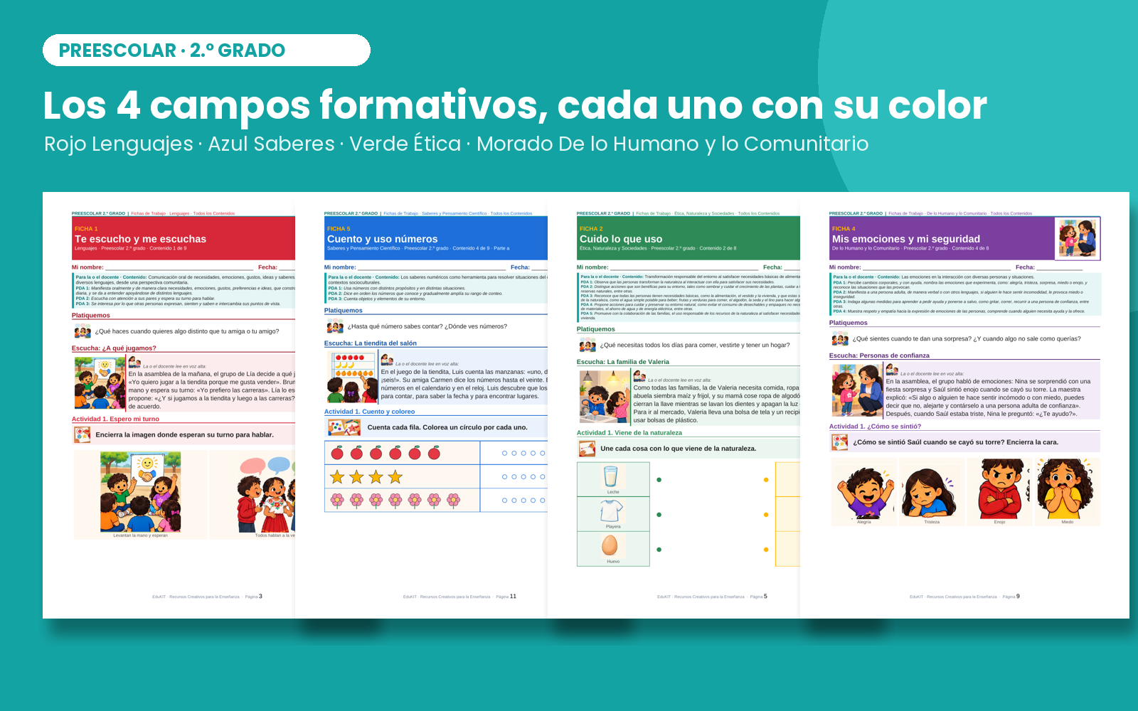 Fichas de Trabajo Preescolar 2° | 40 Fichas Imprimibles, 120 Actividades y Portal Proyectable · Todos los Contenidos NEM 5 Fichas de Trabajo Preescolar 2° | 40 Fichas Imprimibles, 120 Actividades y Portal Proyectable · Todos los Contenidos NEM - Imagen 5