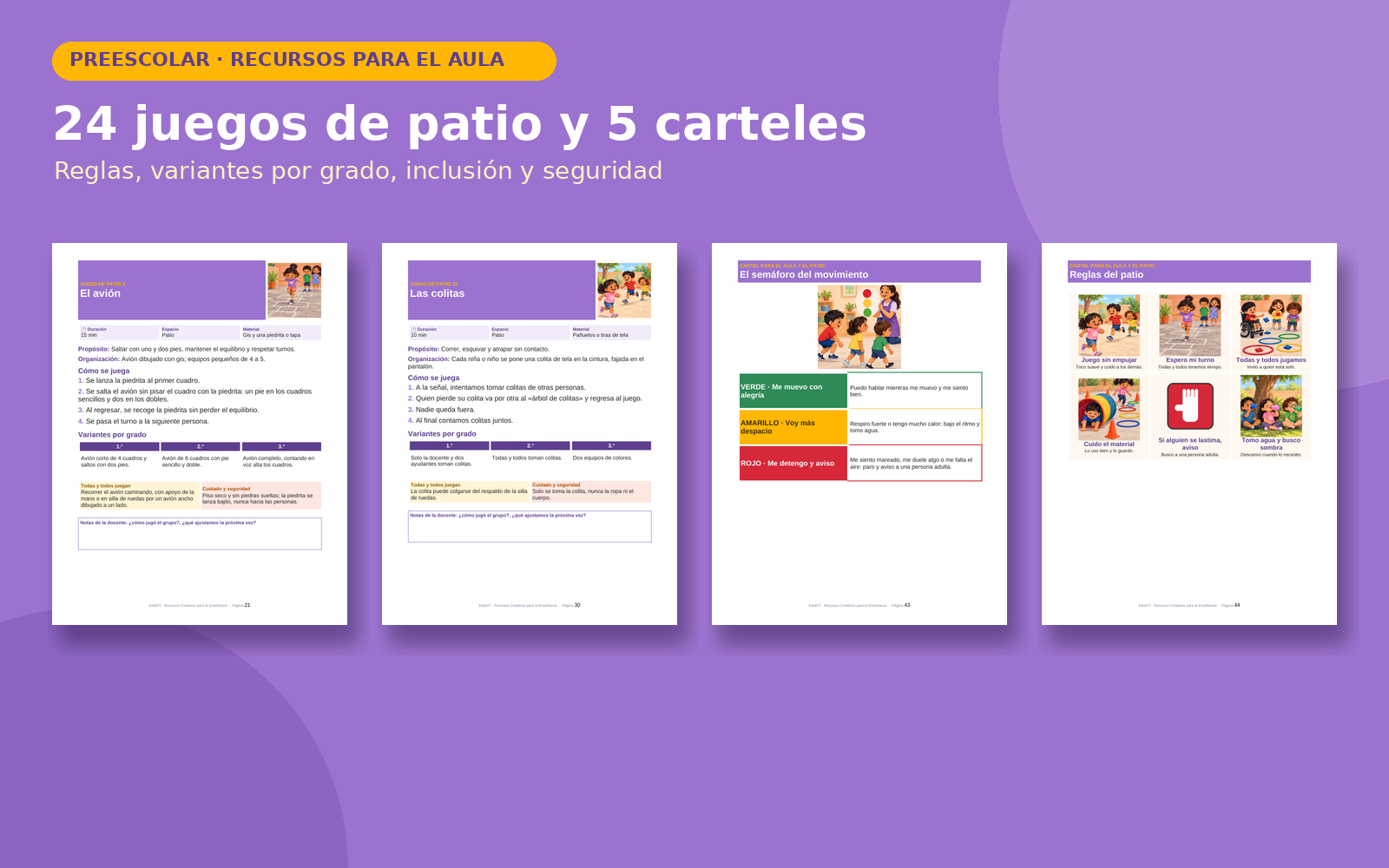 Pausas Activas y Juegos de Patio para Preescolar | 32 Tarjetas, 24 Juegos, Rutinas y Portal Interactivo 5 Pausas Activas y Juegos de Patio para Preescolar | 32 Tarjetas, 24 Juegos, Rutinas y Portal Interactivo - Imagen 5