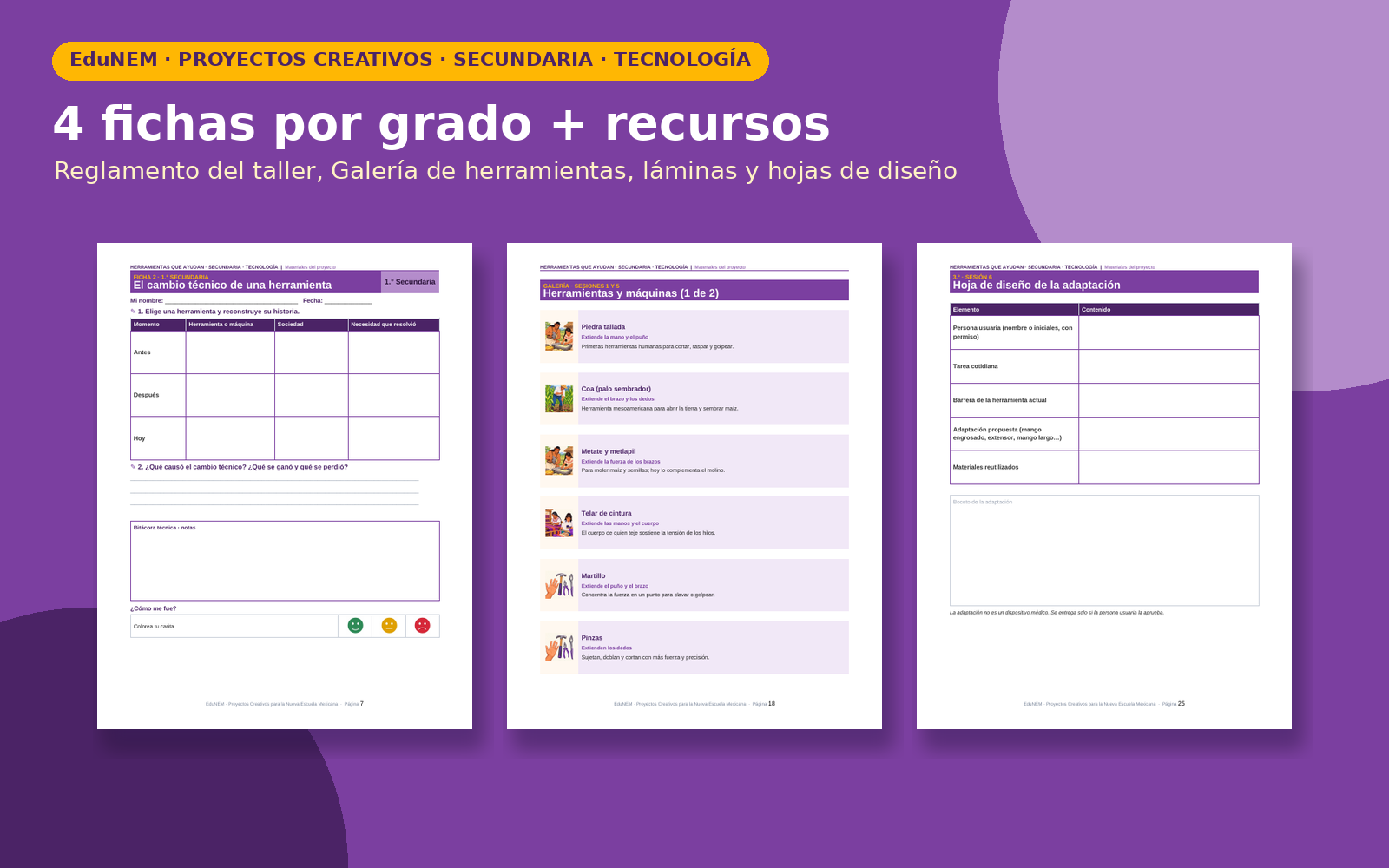 Herramientas que Ayudan | EduNEM Tecnología Secundaria 1.º a 3.º | 10 sesiones y 12 fichas 5 Vista previa 5 de Herramientas que Ayudan | EduNEM Tecnología Secundaria 1.º a 3.º | 10 sesiones y 12 fichas