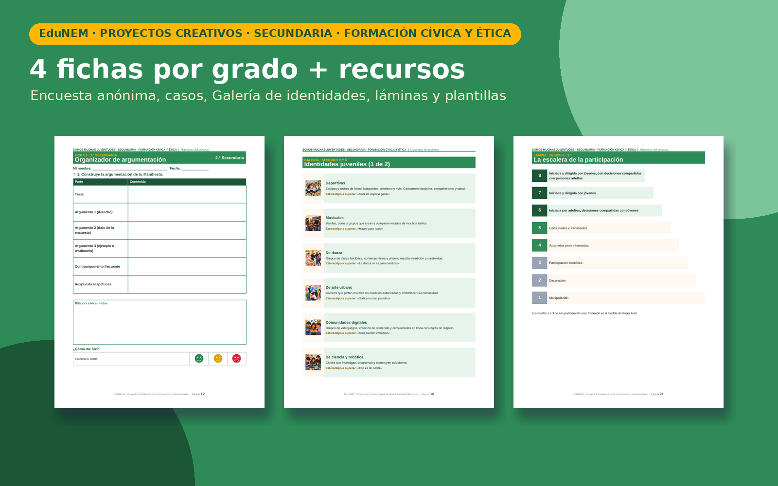 Somos Muchas Juventudes | EduNEM Formación Cívica y Ética Secundaria 1.º a 3.º | 10 sesiones y 12 fichas 5 Vista previa 5 de Somos Muchas Juventudes | EduNEM Formación Cívica y Ética Secundaria 1.º a 3.º | 10 sesiones y 12 fichas