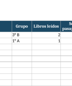 EduKIT Semana de la Lectura en mi Escuela | Actividades para Preescolar, Primaria y Secundaria 12 Tabla de seguimiento de la lectura escolar: incluye el nombre, el grupo, los libros leídos, los sellos y los reconocimientos, con dos ejemplos.