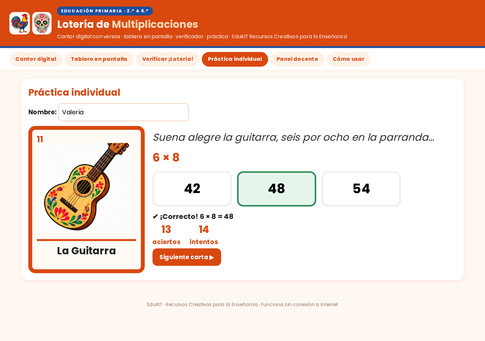 EduKIT Lotería de Multiplicaciones para Primaria | 32 Cartas, 20 Tableros y Cantor Digital 6 EduKIT Lotería de Multiplicaciones para Primaria | 32 Cartas, 20 Tableros y Cantor Digital - Imagen 6