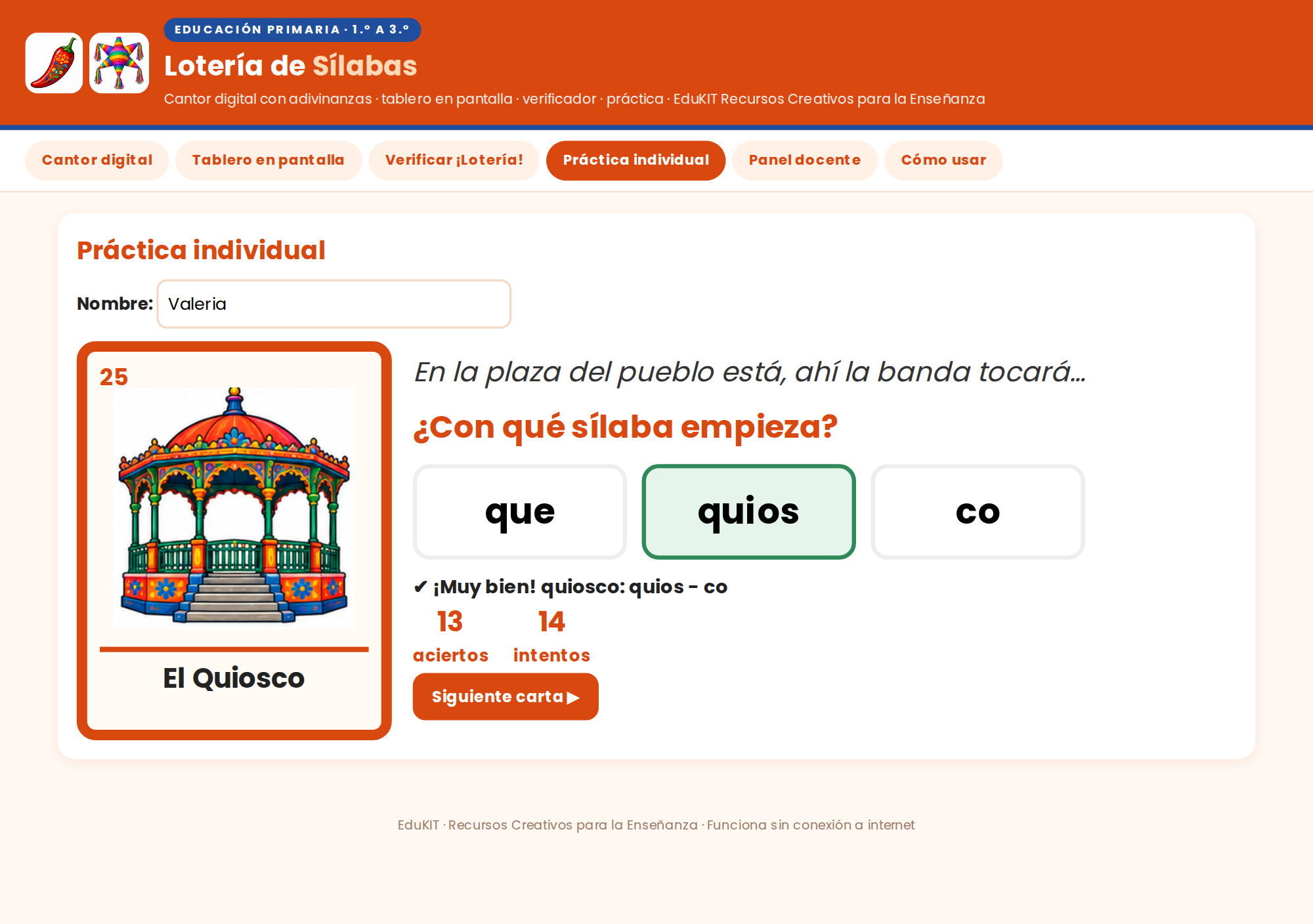 EduKIT Lotería de Sílabas para Primaria | 32 Cartas, 20 Tableros y Portal Interactivo 6 EduKIT Lotería de Sílabas para Primaria | 32 Cartas, 20 Tableros y Portal Interactivo - Imagen 6