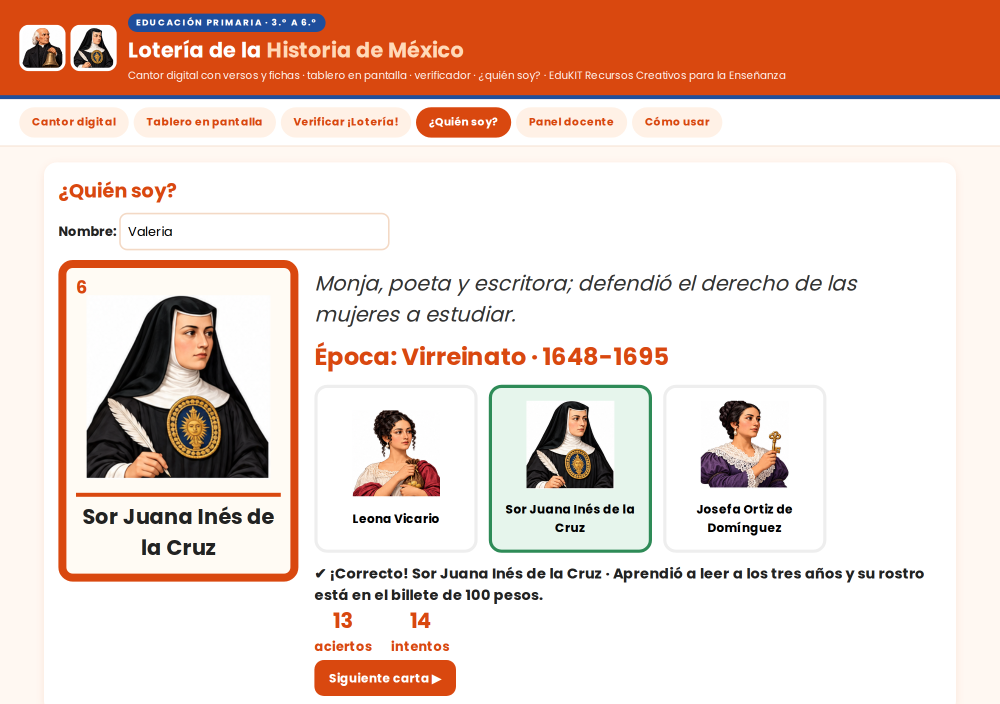 EduKIT Lotería de Personajes de la Historia de México para Primaria | 32 Personajes, 20 Tableros y Portal Interactivo 6 EduKIT Lotería de Personajes de la Historia de México para Primaria | 32 Personajes, 20 Tableros y Portal Interactivo - Imagen 6