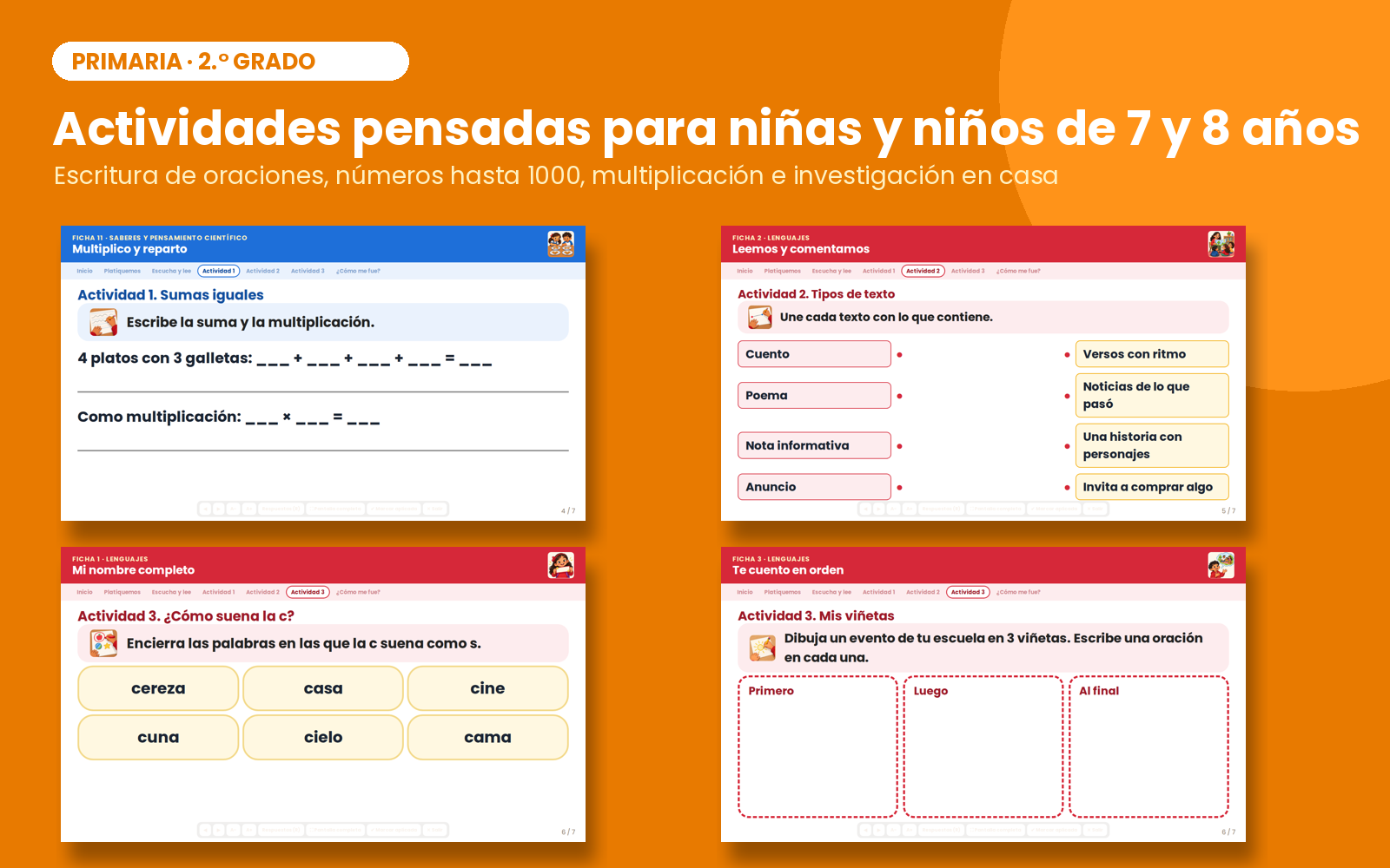 Fichas de Trabajo para Primaria 2.° Grado | 80 Fichas de los 4 Campos Formativos y Todos los Contenidos 6 Fichas de Trabajo para Primaria 2.° Grado | 80 Fichas de los 4 Campos Formativos y Todos los Contenidos - Imagen 6