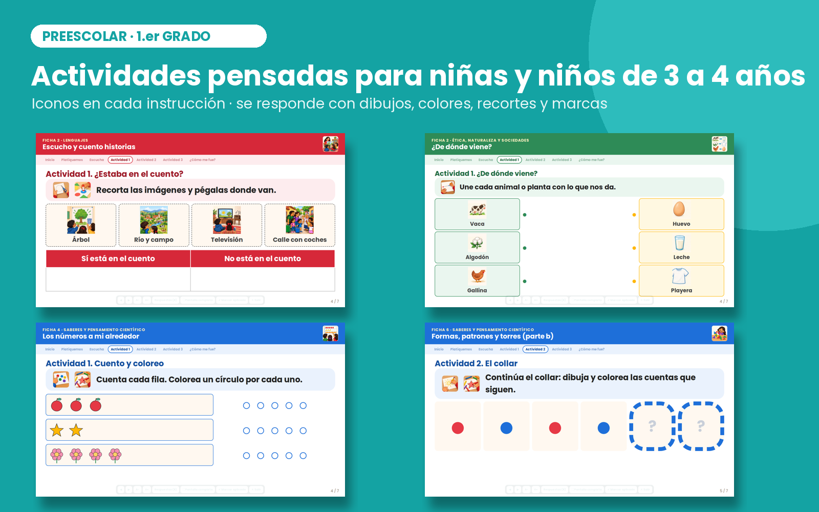 Fichas de Trabajo Preescolar 1° | 36 Fichas Imprimibles, 108 Actividades y Portal Proyectable · Todos los Contenidos NEM 6 Fichas de Trabajo Preescolar 1° | 36 Fichas Imprimibles, 108 Actividades y Portal Proyectable · Todos los Contenidos NEM - Imagen 6