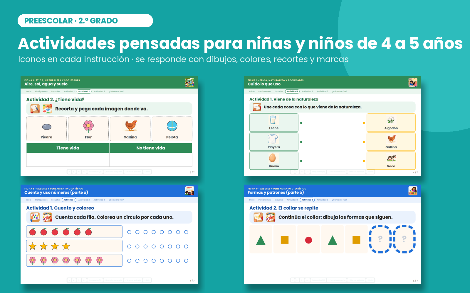 Fichas de Trabajo Preescolar 2° | 40 Fichas Imprimibles, 120 Actividades y Portal Proyectable · Todos los Contenidos NEM 6 Fichas de Trabajo Preescolar 2° | 40 Fichas Imprimibles, 120 Actividades y Portal Proyectable · Todos los Contenidos NEM - Imagen 6