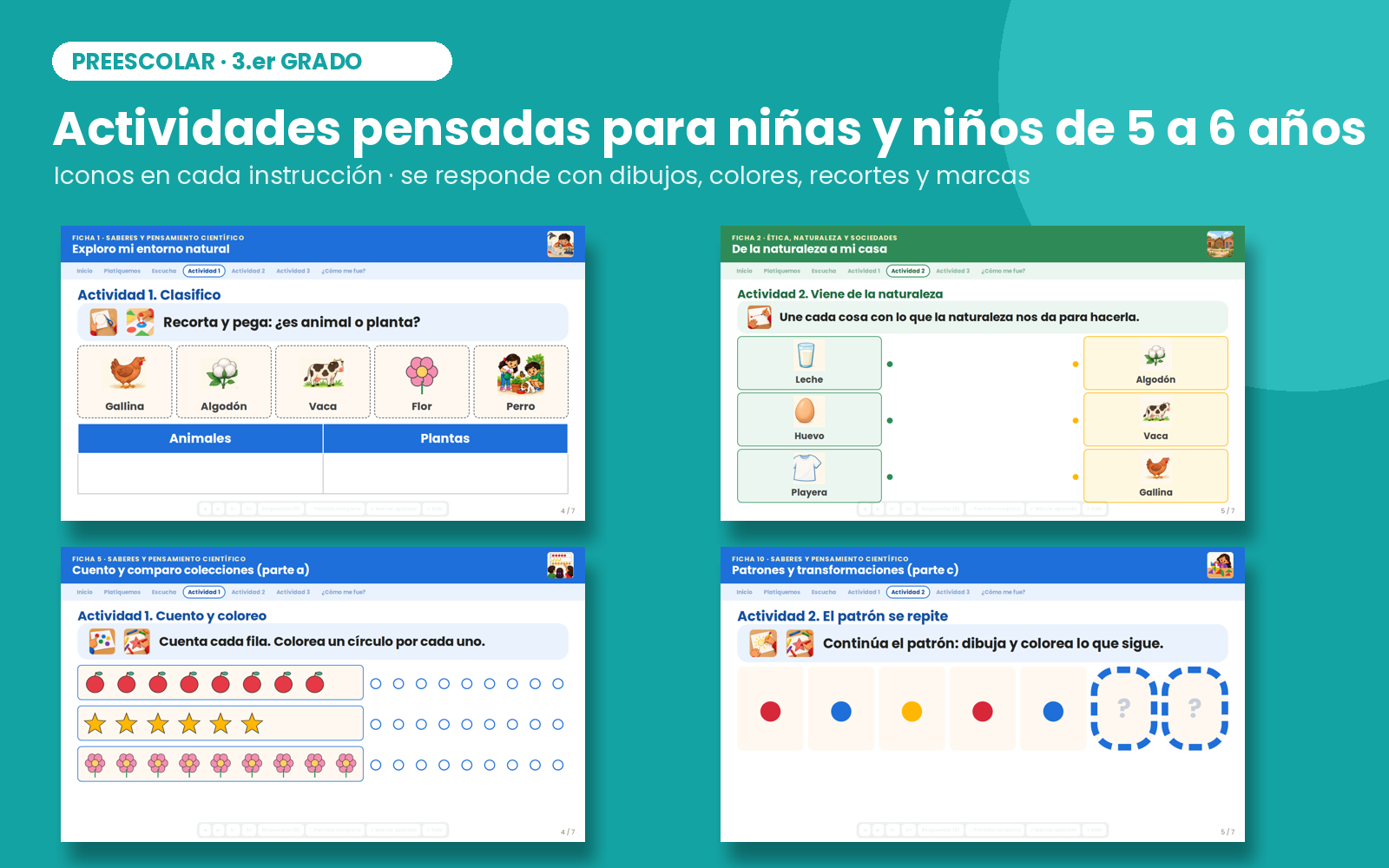 Fichas de Trabajo Preescolar 3° | 41 Fichas Imprimibles, 123 Actividades y Portal Proyectable · Todos los Contenidos NEM 6 Fichas de Trabajo Preescolar 3° | 41 Fichas Imprimibles, 123 Actividades y Portal Proyectable · Todos los Contenidos NEM - Imagen 6