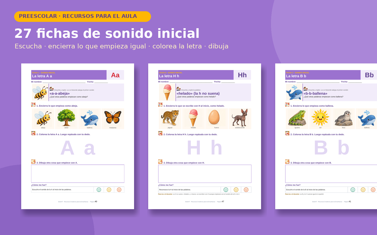 Abecedario Ilustrado para Preescolar y Primaria | 27 Carteles, 86 Tarjetas, 27 Fichas y 6 Juegos de Sonido Inicial 6 Abecedario Ilustrado para Preescolar y Primaria | 27 Carteles, 86 Tarjetas, 27 Fichas y 6 Juegos de Sonido Inicial - Imagen 6
