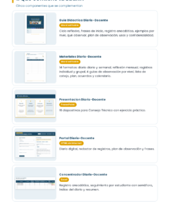 EduKIT Diario del Docente y Registro Anecdótico | Preescolar, Primaria, Secundaria y Bachillerato 13 Guía EduKIT compuesta por cinco elementos: manual para el profesor, materiales imprimibles, presentación de PowerPoint, portal digital y hoja de seguimiento.