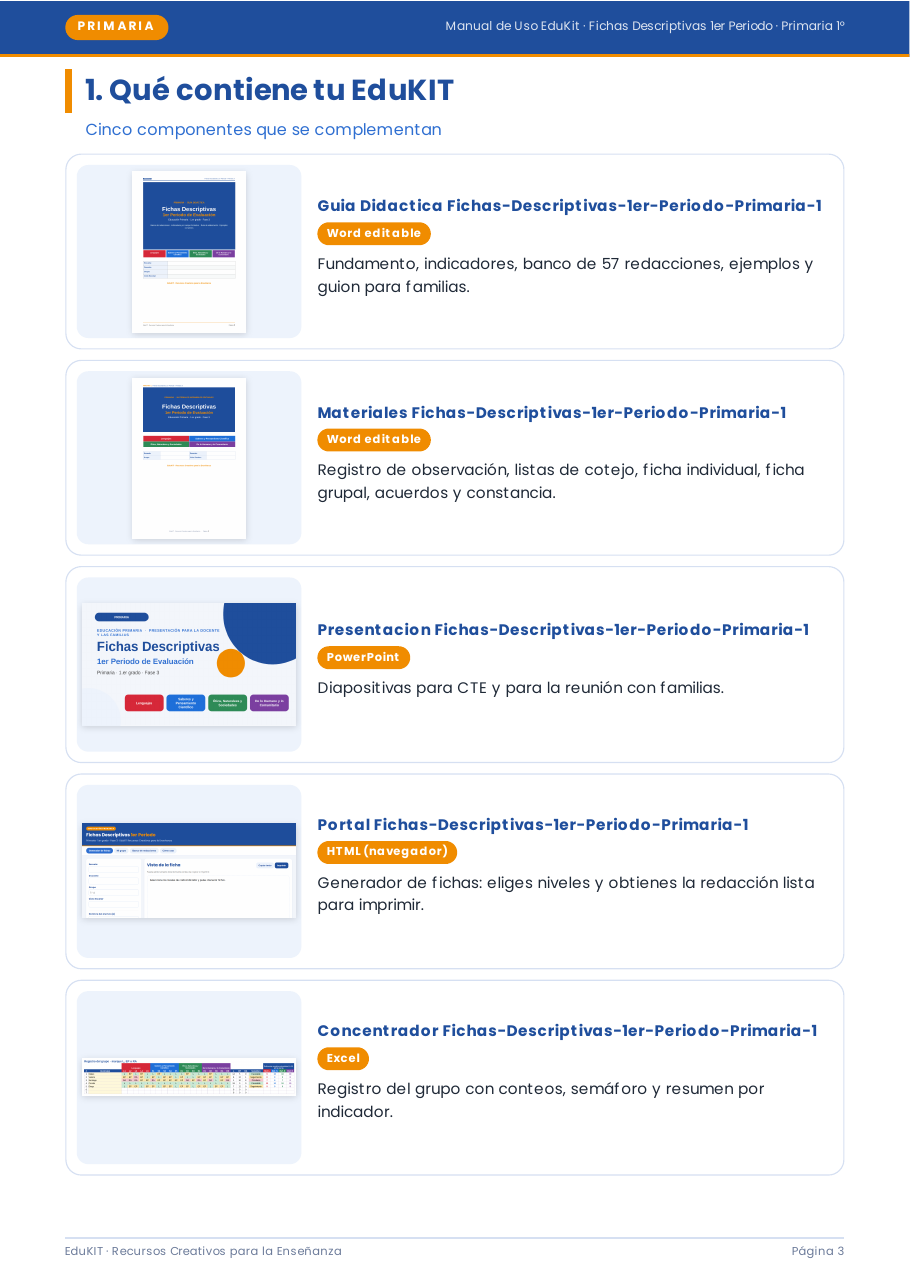 EduKIT Fichas Descriptivas 1er Periodo · 1° Primaria | Evaluación Formativa 7 EduKIT Fichas Descriptivas 1er Periodo · 1° Primaria | Evaluación Formativa - Imagen 7