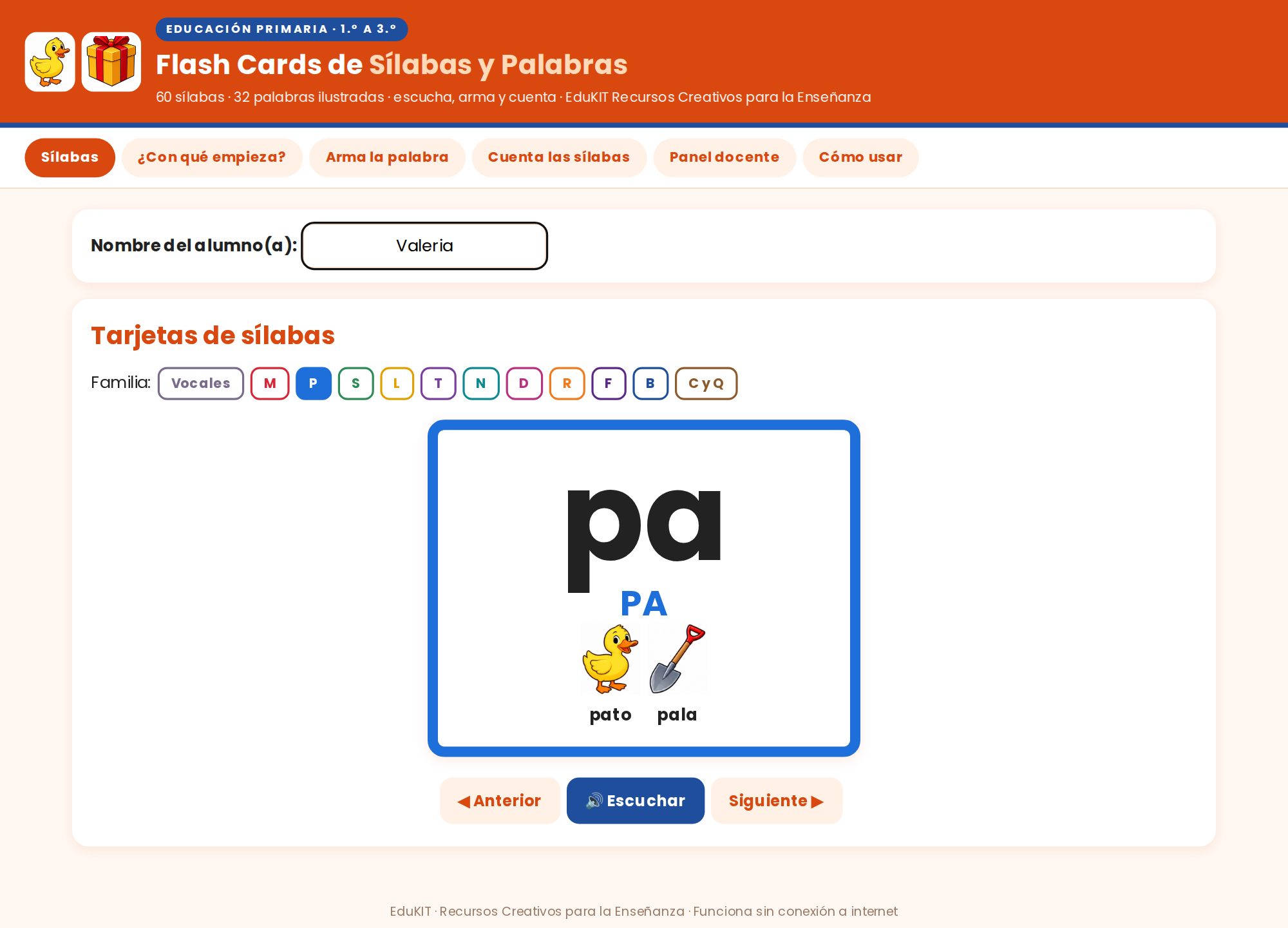 EduKIT Flash Cards de Sílabas y Palabras para Primaria | 92 Tarjetas, 8 Juegos y Portal con Audio 7 EduKIT Flash Cards de Sílabas y Palabras para Primaria | 92 Tarjetas, 8 Juegos y Portal con Audio - Imagen 7