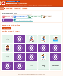 EduKIT Memorama de Inglés Básico para Primaria | 120 Tarjetas, 6 Sets y Portal con Audio en Inglés 13 Imagen 6 45