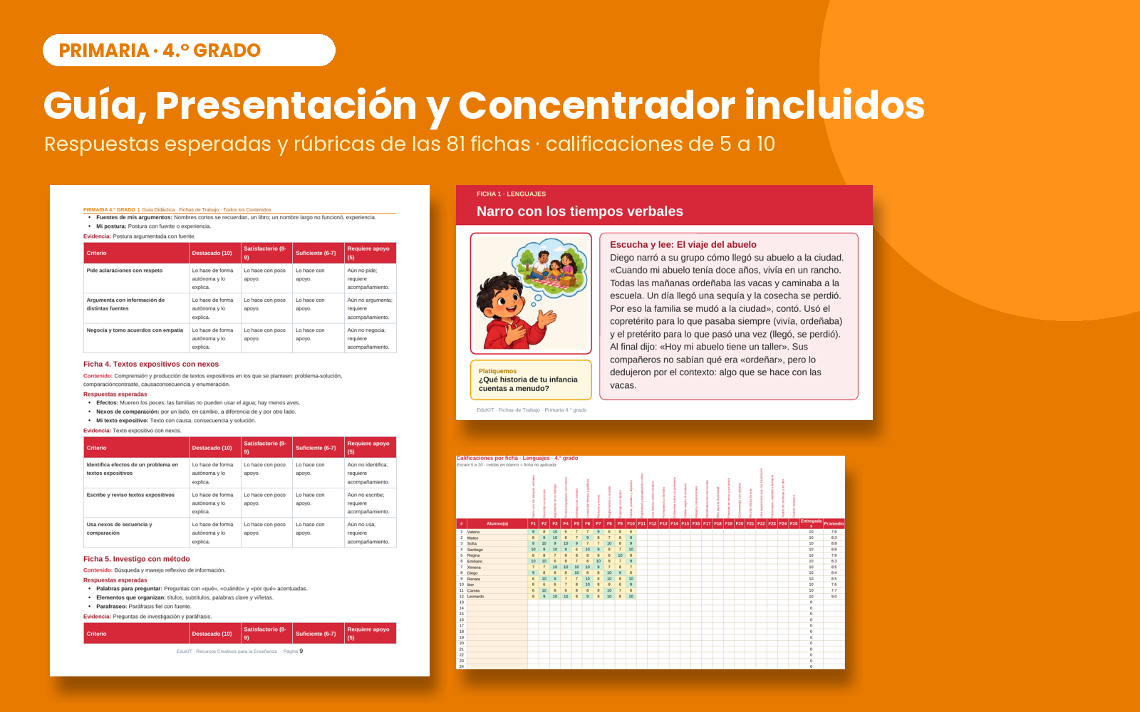 Fichas de Trabajo para Primaria 4.° Grado | 81 Fichas, 80 Contenidos y 225 PDA 7 Fichas de Trabajo para Primaria 4.° Grado | 81 Fichas, 80 Contenidos y 225 PDA - Imagen 7