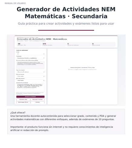 Generador de Actividades NEM Matemáticas 1°, 2° y 3° Secundaria 2026-2027 | Actividades y Exámenes | Word Editable 3 Generador de Actividades NEM Matemáticas 1°, 2° y 3° Secundaria 2026-2027 | Actividades y Exámenes | Word Editable - Image 3