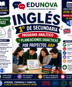 Inglés 1° Secundaria NEM 2026-2027 | Programa Analítico y Planeaciones por Proyectos ABP | Word Editable