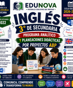 Inglés 3° Secundaria NEM 2026-2027 | Programa Analítico y Planeaciones por Proyectos ABP | Word Editable