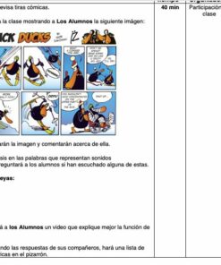 Una diapositiva de presentación educativa en español que muestra una tira cómica titulada 