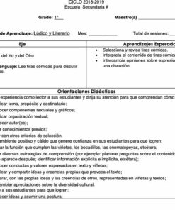 Una imagen de un documento que contiene una Planeación secundaria Ingles 1 3er Trimestre para secundaria. El texto describe varios objetivos y métodos para actividades literarias y de comprensión.