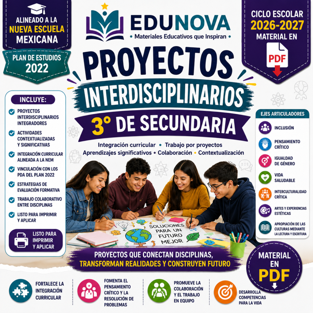 Proyectos Interdisciplinarios 3° Secundaria NEM 2026-2027 en PDF ...