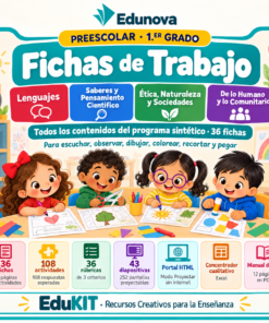 Fichas de Trabajo Preescolar 1° | 36 Fichas Imprimibles, 108 Actividades y Portal Proyectable · Todos los Contenidos NEM