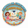 Insignia de colores con el texto "Olimpiada del Conocimiento de Segundo Grado", con una niña y un niño sonrientes, libros abiertos, material escolar y números en un entorno lúdico y educativo.