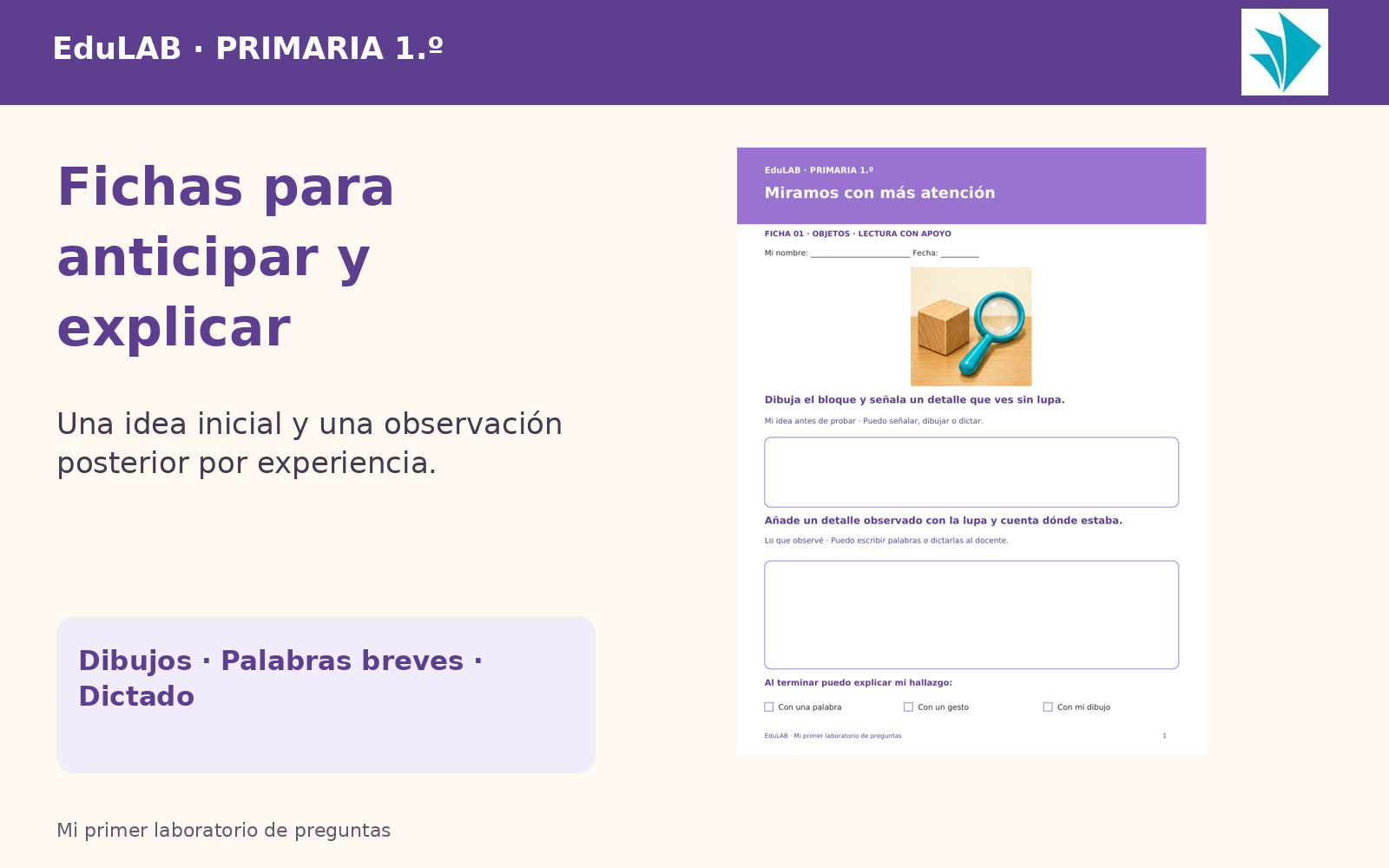 Mi Primer Laboratorio de Preguntas | 1.º de Primaria | 20 Experiencias con Fichas, Guías, Word, PowerPoint y Portal HTML 3 Mi Primer Laboratorio de Preguntas | 1.º de Primaria | 20 Experiencias con Fichas, Guías, Word, PowerPoint y Portal HTML - Imagen 3