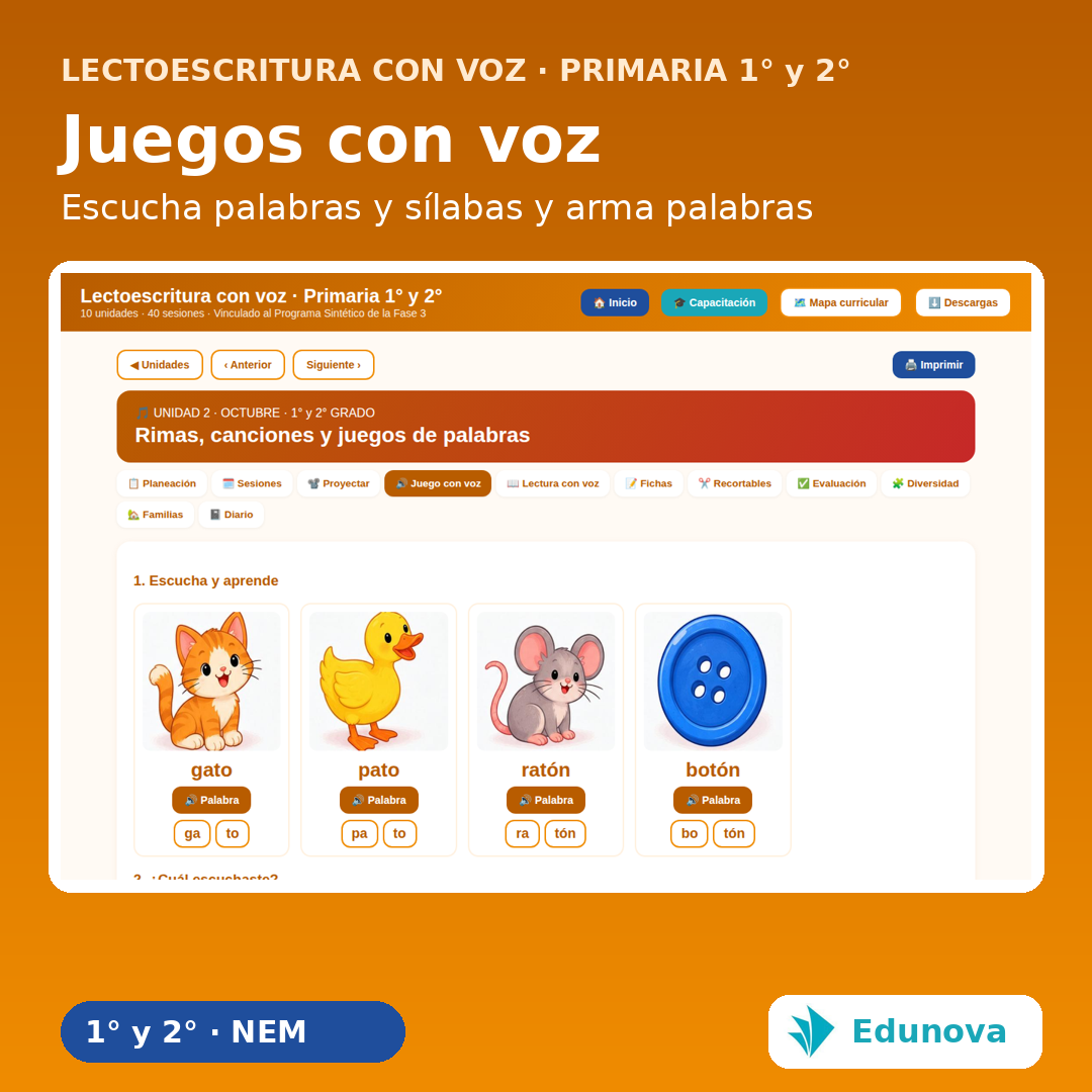 Lectoescritura con Voz Primaria 1° y 2° | Juegos Interactivos, Lecturas y Recursos NEM Fase 3 3 Lectoescritura con Voz Primaria 1° y 2° | Juegos Interactivos, Lecturas y Recursos NEM Fase 3 - Imagen 3