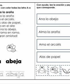 Hoja de ejercicios de lengua española con un poema sobre una araña, actividad para colorear, trazado de palabras para 