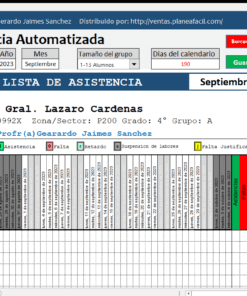 Captura de pantalla de una Lista de Asistencia Automatizada del colegio 